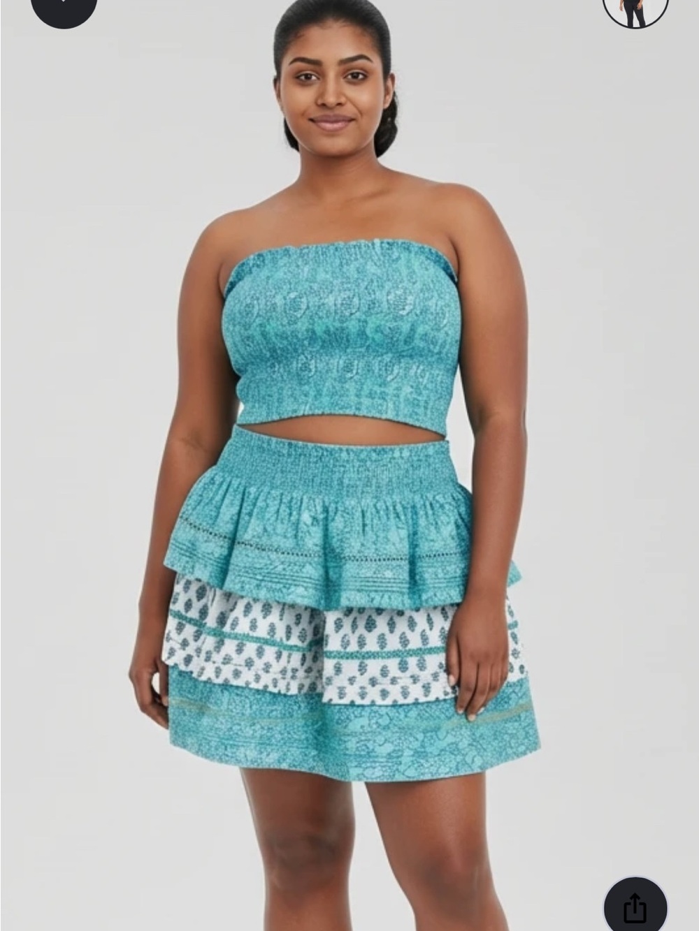 Roller Rabbit Teal Tiered Smocked Mini Skirt🔥🔥🔥